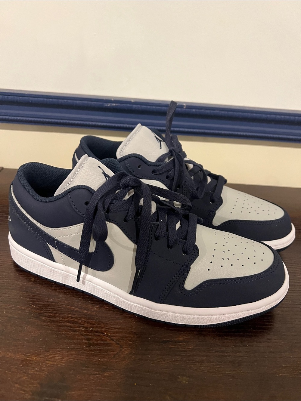 Men’s Authentic Brand New Nike Low-Top- Navy and Grey Air Jordans (No Box)